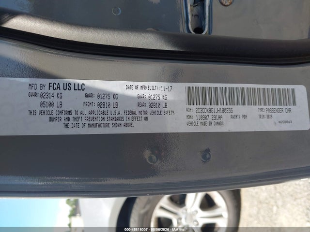 Aukcja sprzedaży 2018 Dodge Charger Sxt Rwd, vin: 2C3CDXBG1JH180255, numer aukcji: 45818007