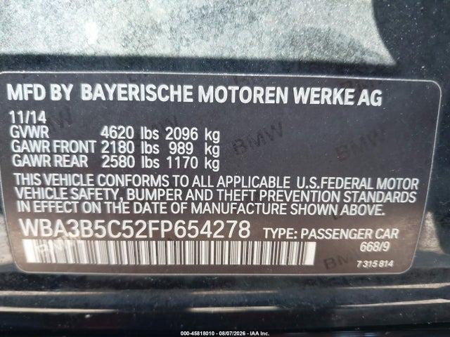 Продажа на аукционе авто 2015 Bmw 328i Xdrive, vin: WBA3B5C52FP654278, номер лота: 45818010