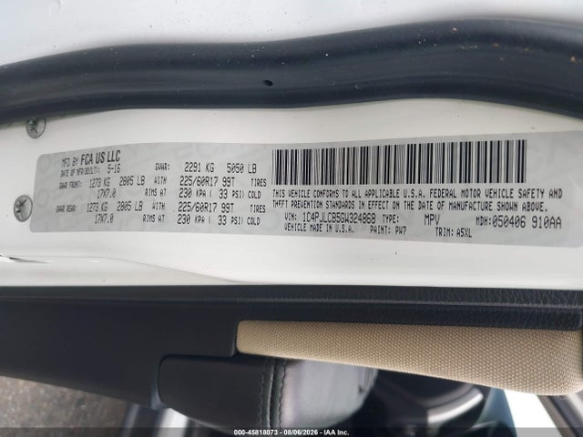 45818073 :رقم المزاد ، 1C4PJLCB5GW324868 vin ، 2016 Jeep Cherokee Latitude مزاد بيع