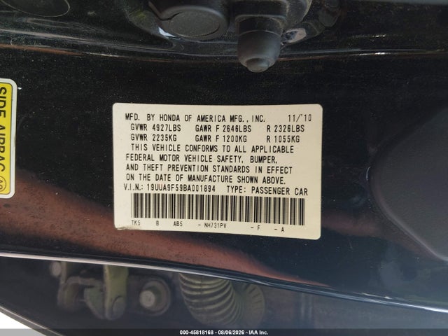 Продажа на аукционе авто 2011 Acura Tl 3.7, vin: 19UUA9F59BA001894, номер лота: 45818168