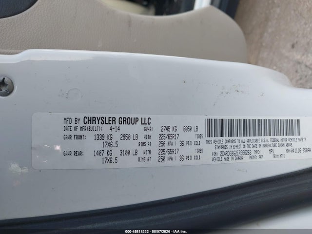 Продажа на аукционе авто 2014 Dodge Grand Caravan American Value Pkg, vin: 2C4RDGBG2ER366263, номер лота: 45818232
