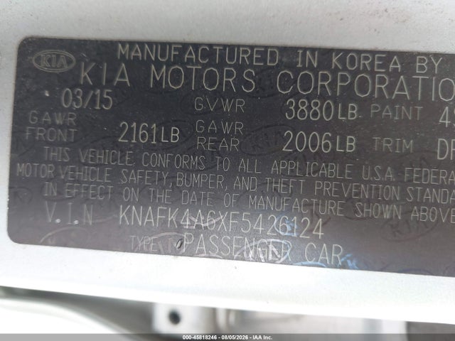 KIA FORTE LX 2015 KNAFK4A6XF5426124 Image 9