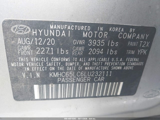 Продажа на аукционе авто 2020 Hyundai Ioniq Hybrid Blue, vin: KMHC65LC6LU232111, номер лота: 45818263