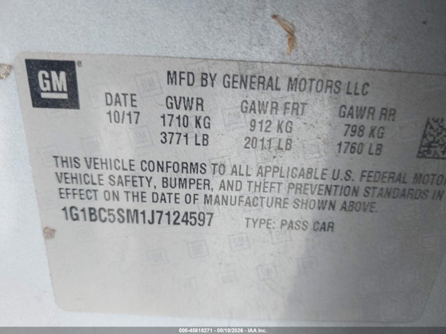 Chevrolet Cruze Ls Auto 2018 1G1BC5SM1J7124597 Image 9
