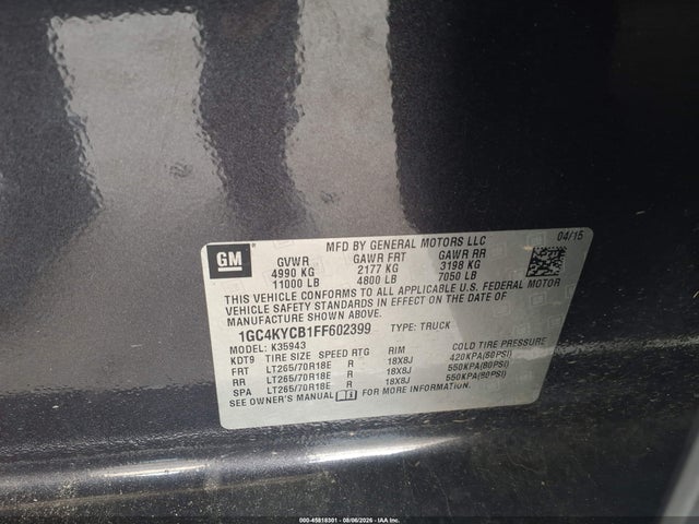 Продажа на аукционе авто 2015 Chevrolet 3500 4x4 Cr, vin: 1GC4KYCB1FF602399, номер лота: 45818301