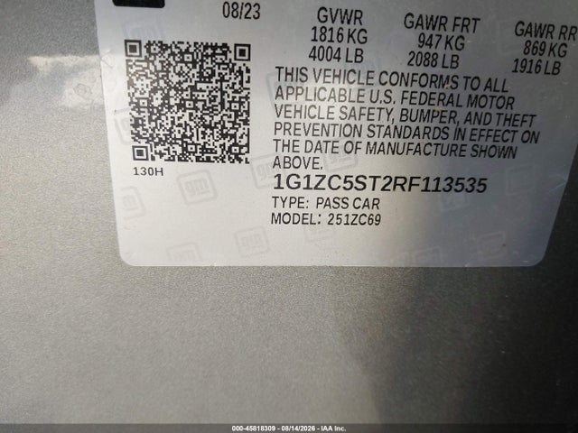 1G1ZC5ST2RF113535 Chevrolet Malibu Fwd 1fl
