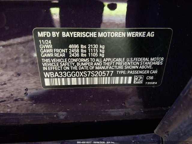 45818317 :رقم المزاد ، WBA33GG0XS7S20577 vin ، 2025 Bmw M235 Gran Coupe Xdrive مزاد بيع