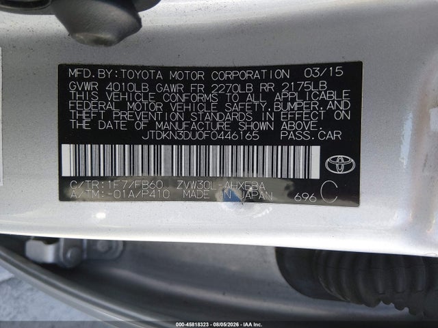 Toyota Prius Two 2015 JTDKN3DU0F0446165 Image 9