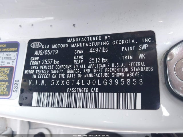 KIA Optima S 2020 5XXGT4L30LG395853 Image 9