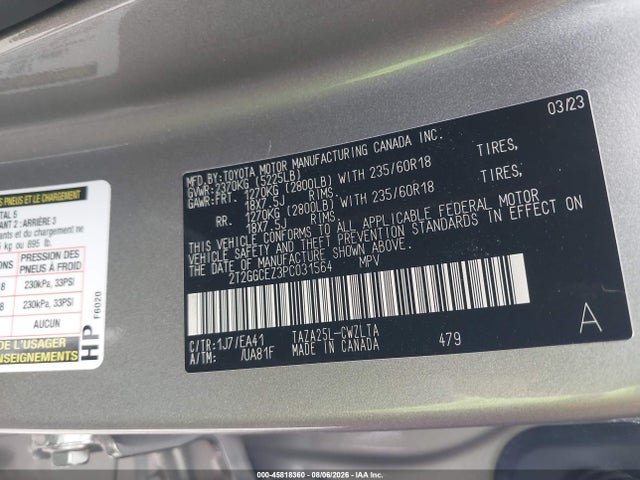 2023 Lexus Nx 350 Premium მანქანა იყიდება აუქციონზე, vin: 2T2GGCEZ3PC031564, აუქციონის ნომერი: 45818360