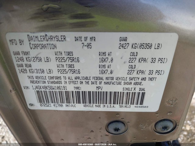 Aukcja sprzedaży 2006 Jeep Liberty Sport, vin: 1J4GK48K56W106191, numer aukcji: 45818368
