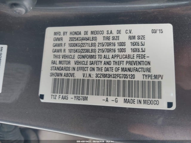 Honda CR-V LX 2015 3CZRM3H32FG705120 Image 9