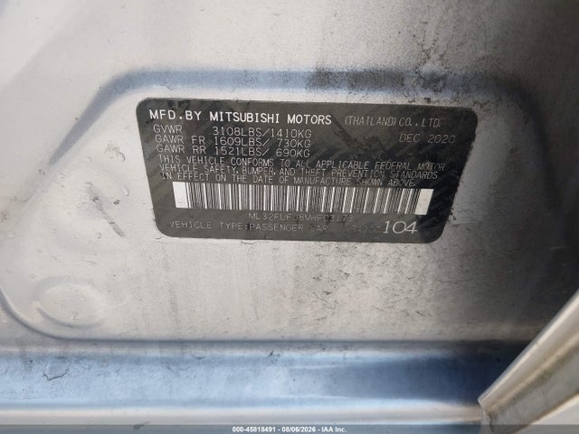 Aukcja sprzedaży 2021 Mitsubishi Mirage G4 Carbonite Edition/es/le, vin: ML32FUFJ8MHF03173, numer aukcji: 45818491