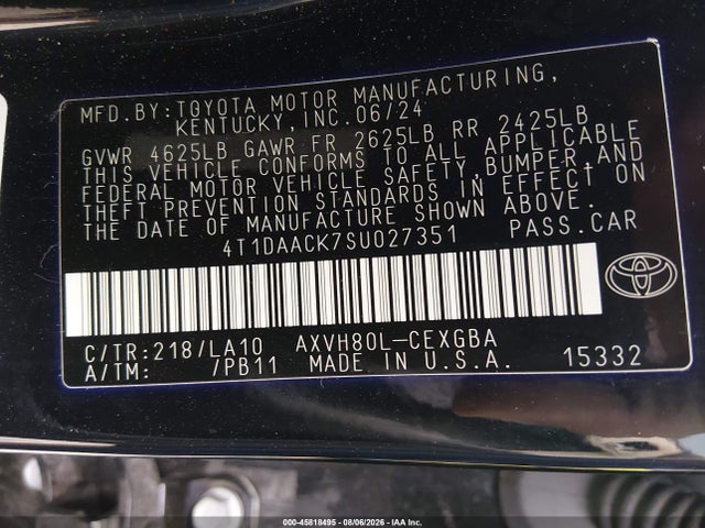 Toyota CAMRY XLE 2025 4T1DAACK7SU027351 Image 9