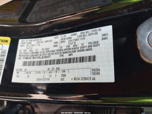 Продажа на аукционе авто 2024 Ford Bronco Big Bend, vin: 1FMDE7BH1RLB38037, номер лота: 45818532