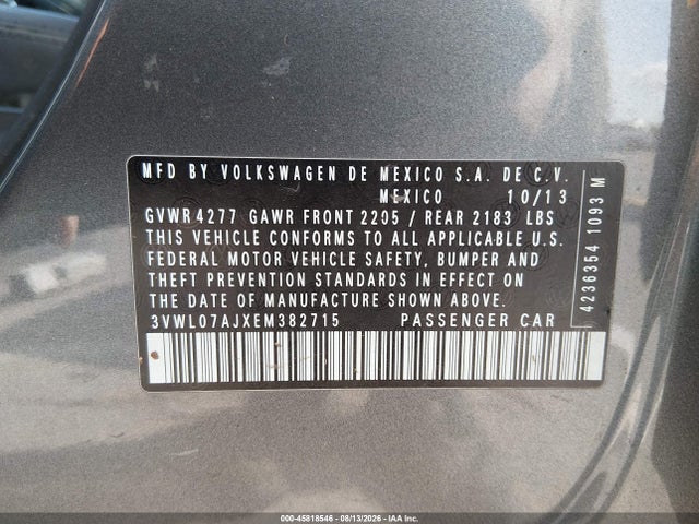 3VWL07AJXEM382715 Volkswagen Jetta 1.8t Sel