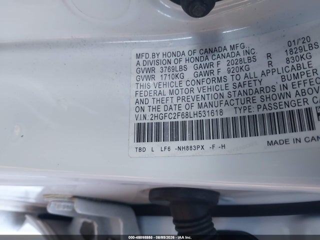 Aukcja sprzedaży 2020 Honda Civic Lx, vin: 2HGFC2F68LH531618, numer aukcji: 45818550