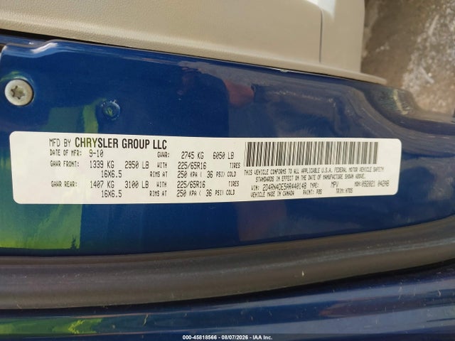 45818566 :رقم المزاد ، 2D4RN4DE5AR440148 vin ، 2010 Dodge Grand Caravan Se مزاد بيع
