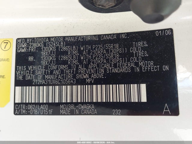 Продажа на аукционе авто 2006 Lexus Rx 330, vin: 2T2HA31UX6C105643, номер лота: 45818582