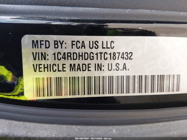 2026 Dodge Durango Gt Rwd მანქანა იყიდება აუქციონზე, vin: 1C4RDHDG1TC187432, აუქციონის ნომერი: 45818587