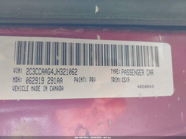 Продаж на аукціоні авто 2018 Chrysler 300 Touring, vin: 2C3CCAAG4JH321062, номер лоту: 45818603