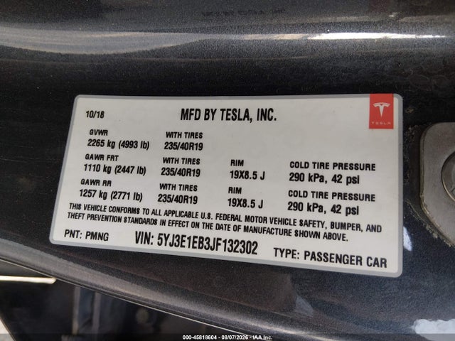 Tesla Model 3 Long Range/performance 2018 5YJ3E1EB3JF132302 Image 9