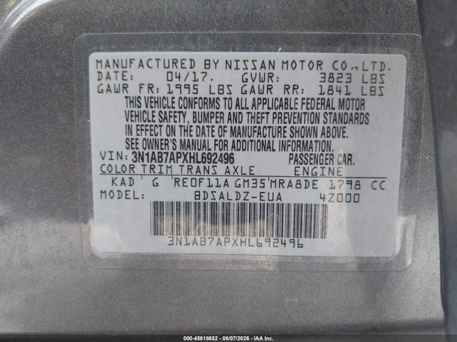 Nissan SENTRA SV 2017 3N1AB7APXHL692496 Image 9