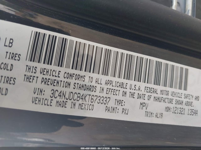 45818668 :رقم المزاد ، 3C4NJDCB4KT673337 vin ، 2019 Jeep Compass Limited 4x4 مزاد بيع