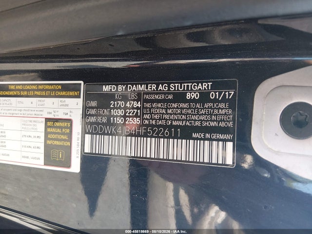 45818669 :رقم المزاد ، WDDWK4JB4HF522611 vin ، 2017 Mercedes-benz C 300 مزاد بيع