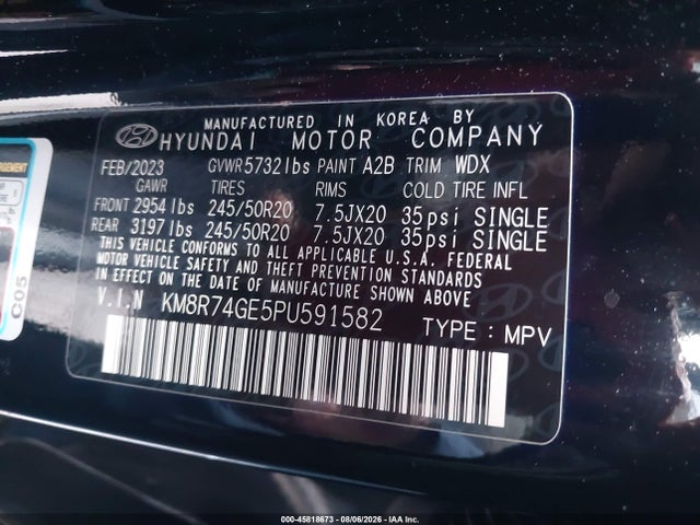 Продажа на аукционе авто 2023 Hyundai Palisade Calligraphy, vin: KM8R74GE5PU591582, номер лота: 45818673