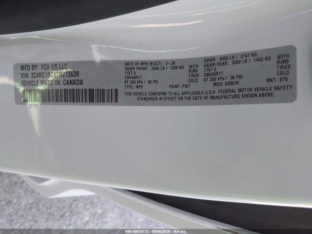 2026 Chrysler Pacifica Select მანქანა იყიდება აუქციონზე, vin: 2C4RC1BG9TR273639, აუქციონის ნომერი: 45818733