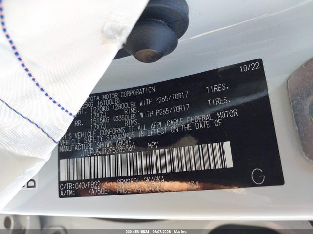 Aukcja sprzedaży 2023 Toyota 4runner Sr5, vin: JTEEU5JR2P5285569, numer aukcji: 45818824