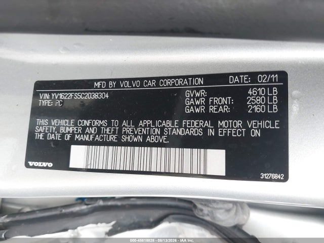 Продажа на аукционе авто 2012 Volvo S60 T5, vin: YV1622FS5C2038304, номер лота: 45818828