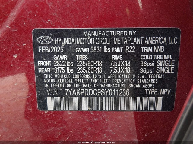 Продаж на аукціоні авто 2025 Hyundai Ioniq 5 Xrt, vin: 7YAKPDDC9SY011236, номер лоту: 45818846