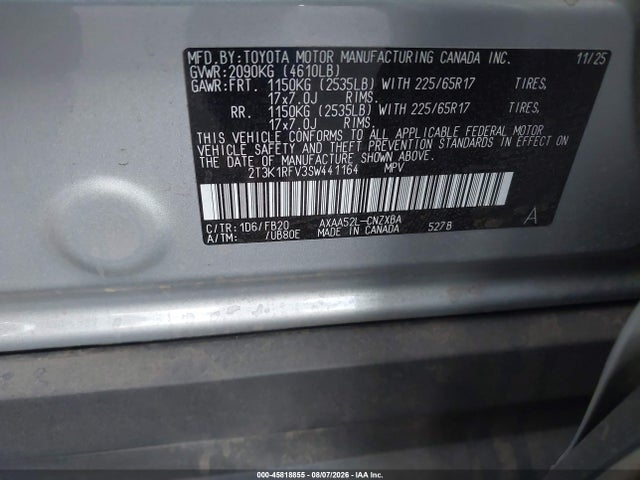 Toyota RAV4 LE 2025 2T3K1RFV3SW441164 Image 9
