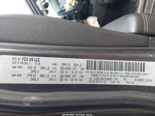 Продажа на аукционе авто 2018 Dodge Durango Gt Awd, vin: 1C4RDJDG6JC408897, номер лота: 45818868