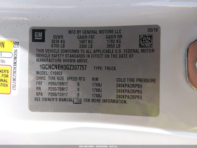 1GCNCNEH3GZ307757 Chevrolet Silverado 1500 Work Truck