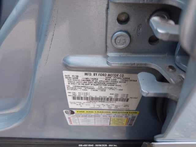 45818940 :رقم المزاد ، 1FMDK05W88GA34355 vin ، 2008 Ford Taurus X Sel مزاد بيع