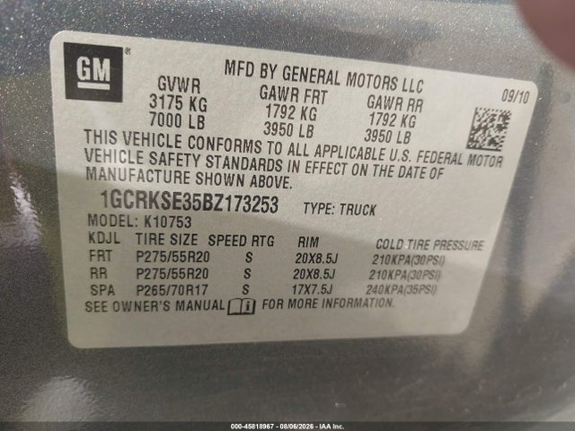 Продажа на аукционе авто 2011 Chevrolet Silverado 1500 Lt, vin: 1GCRKSE35BZ173253, номер лота: 45818967