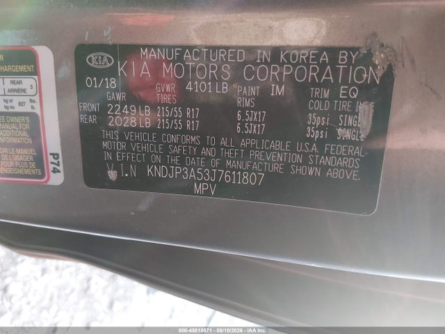 Продаж на аукціоні авто 2018 Kia Soul +, vin: KNDJP3A53J7611807, номер лоту: 45818971