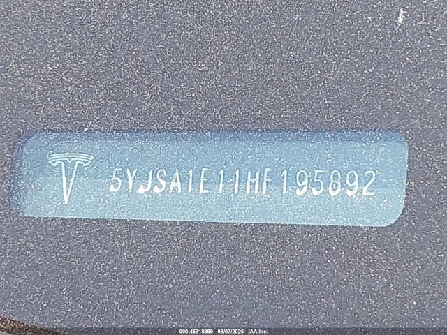 45818999 :رقم المزاد ، 5YJSA1E11HF195892 vin ، 2017 Tesla Model S 60/75 مزاد بيع