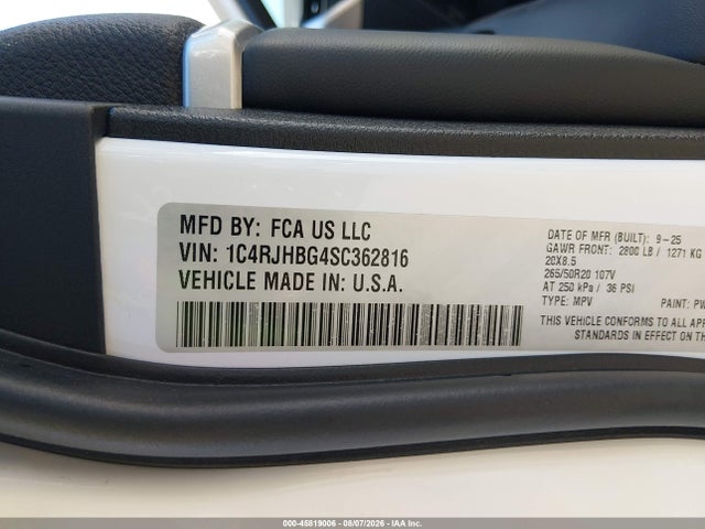 Продажа на аукционе авто 2025 Jeep Grand Cherokee Limited 4x4, vin: 1C4RJHBG4SC362816, номер лота: 45819006