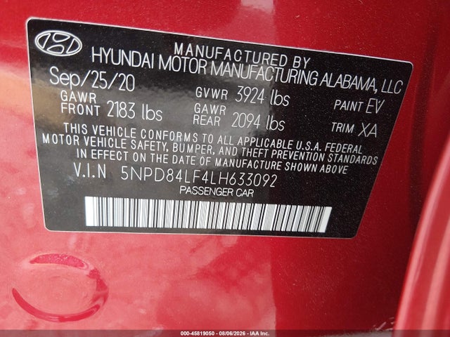 Hyundai Elantra Value Edition 2020 5NPD84LF4LH633092 Image 9