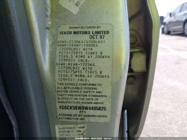Aukcja sprzedaży 1998 Honda Passport Ex/lx, vin: 4S6CK58W9W4405825, numer aukcji: 45819071