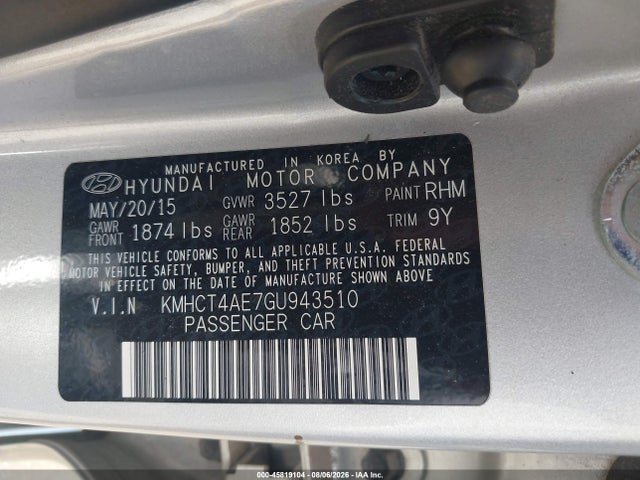 Продаж на аукціоні авто 2016 Hyundai Accent Se, vin: KMHCT4AE7GU943510, номер лоту: 45819104