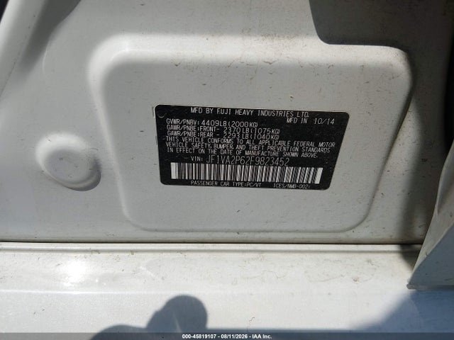 Продаж на аукціоні авто 2015 Subaru Wrx Sti, vin: JF1VA2P62F9823452, номер лоту: 45819107