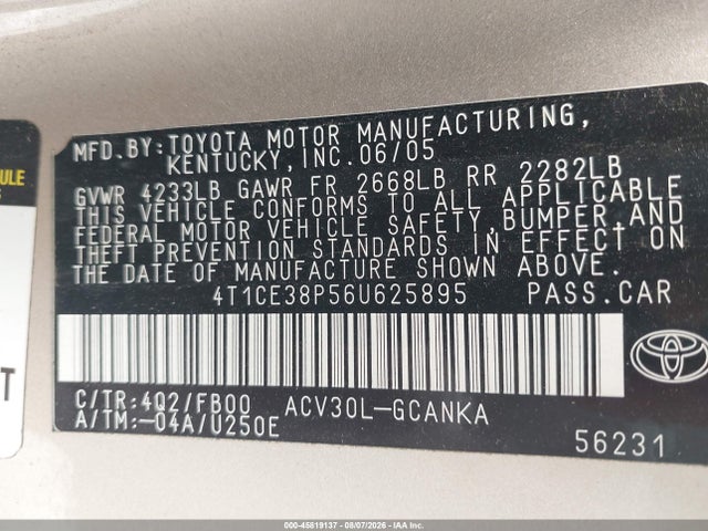 Продаж на аукціоні авто 2006 Toyota Camry Solara Se, vin: 4T1CE38P56U625895, номер лоту: 45819137