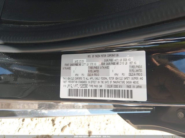 Aukcja sprzedaży 2020 Mazda Mazda6 Touring, vin: JM1GL1VM7L1526390, numer aukcji: 45819201