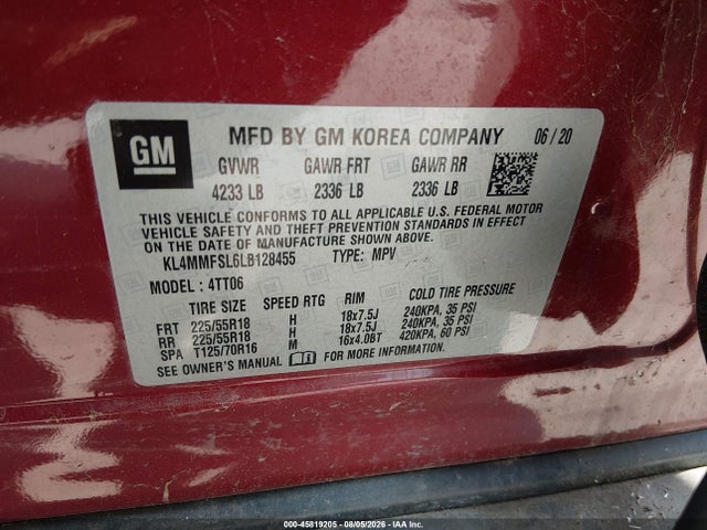 Продажа на аукционе авто 2020 Buick Encore Gx Fwd Essence, vin: KL4MMFSL6LB128455, номер лота: 45819205