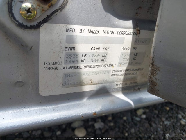 Aukcja sprzedaży 1987 Mazda 626, vin: JM1GC22A5H1105145, numer aukcji: 45819235